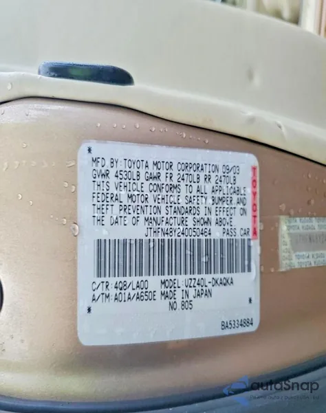 2004 Lexus Sc 430 z USA, uszkodzony, nr VIN JTHFN48Y240050464